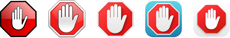 Historical logos of AdBlock for Safari